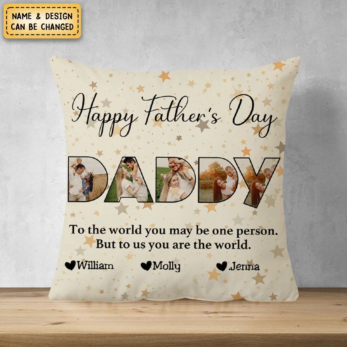 Father - To Me You Are The World - Personalized Pillow - Image 2