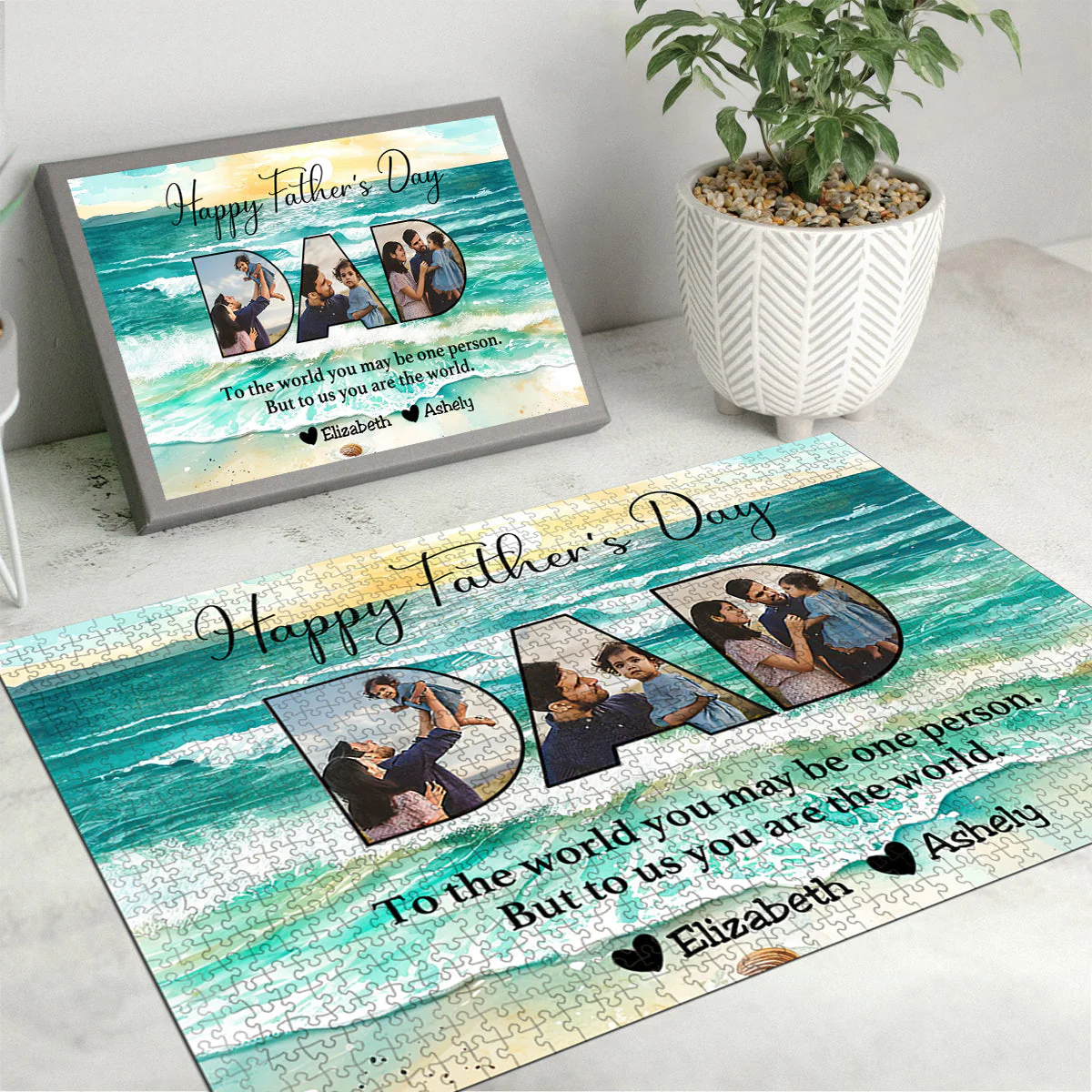 Father - To Me You Are The World - Personalized Puzzles - Image 2