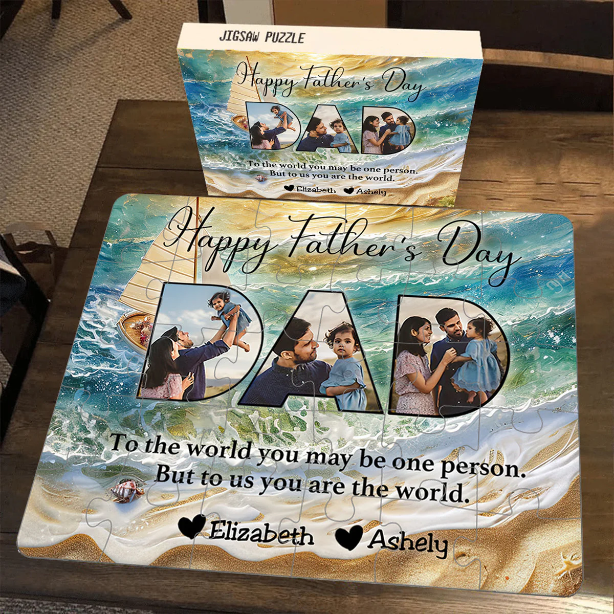 Father - To Me You Are The World - Personalized Puzzles - Image 3
