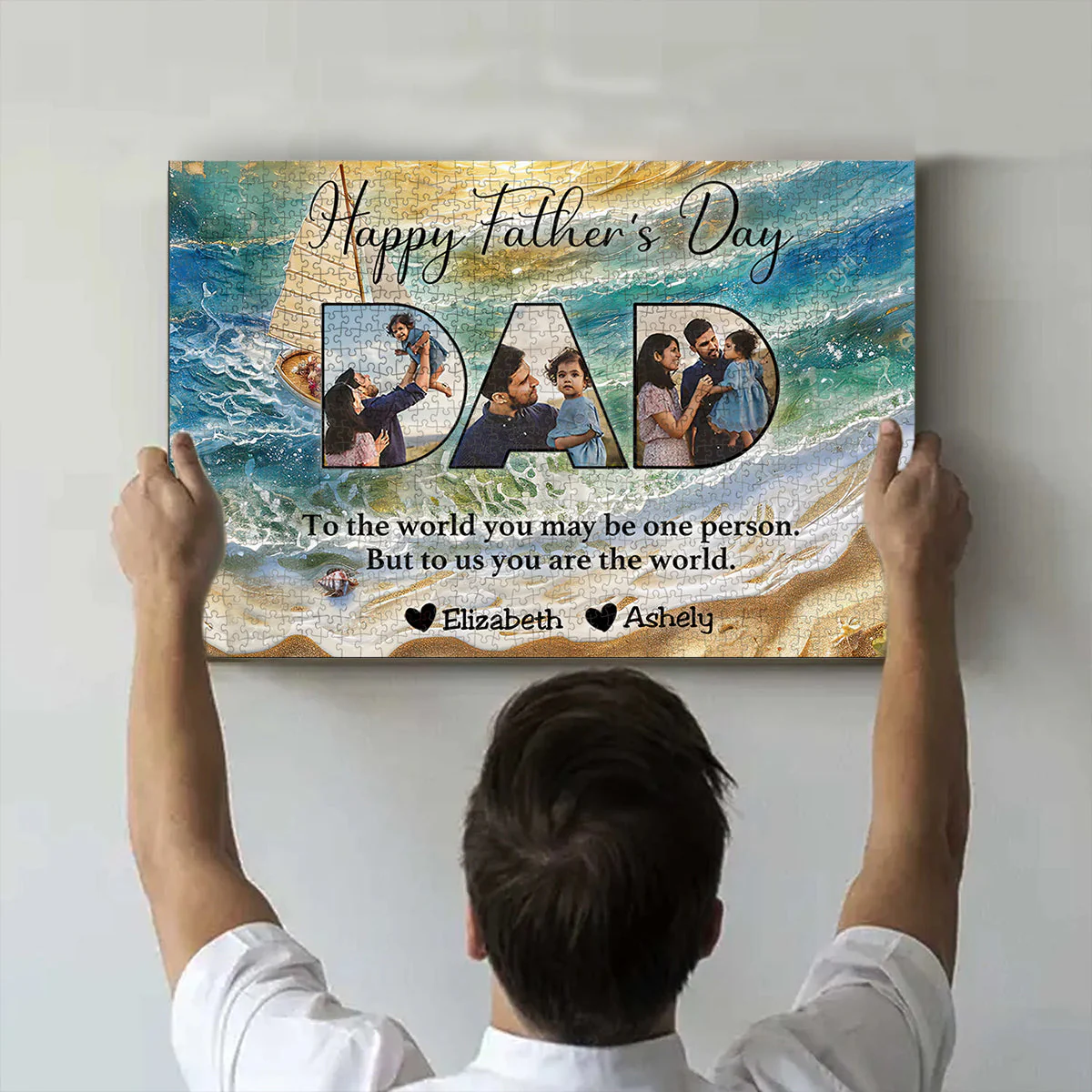 Father - To Me You Are The World - Personalized Puzzles - Image 4