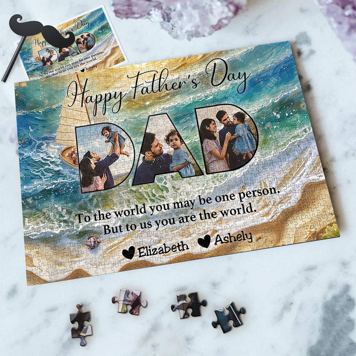 Father - To Me You Are The World - Personalized Puzzles - Image 5