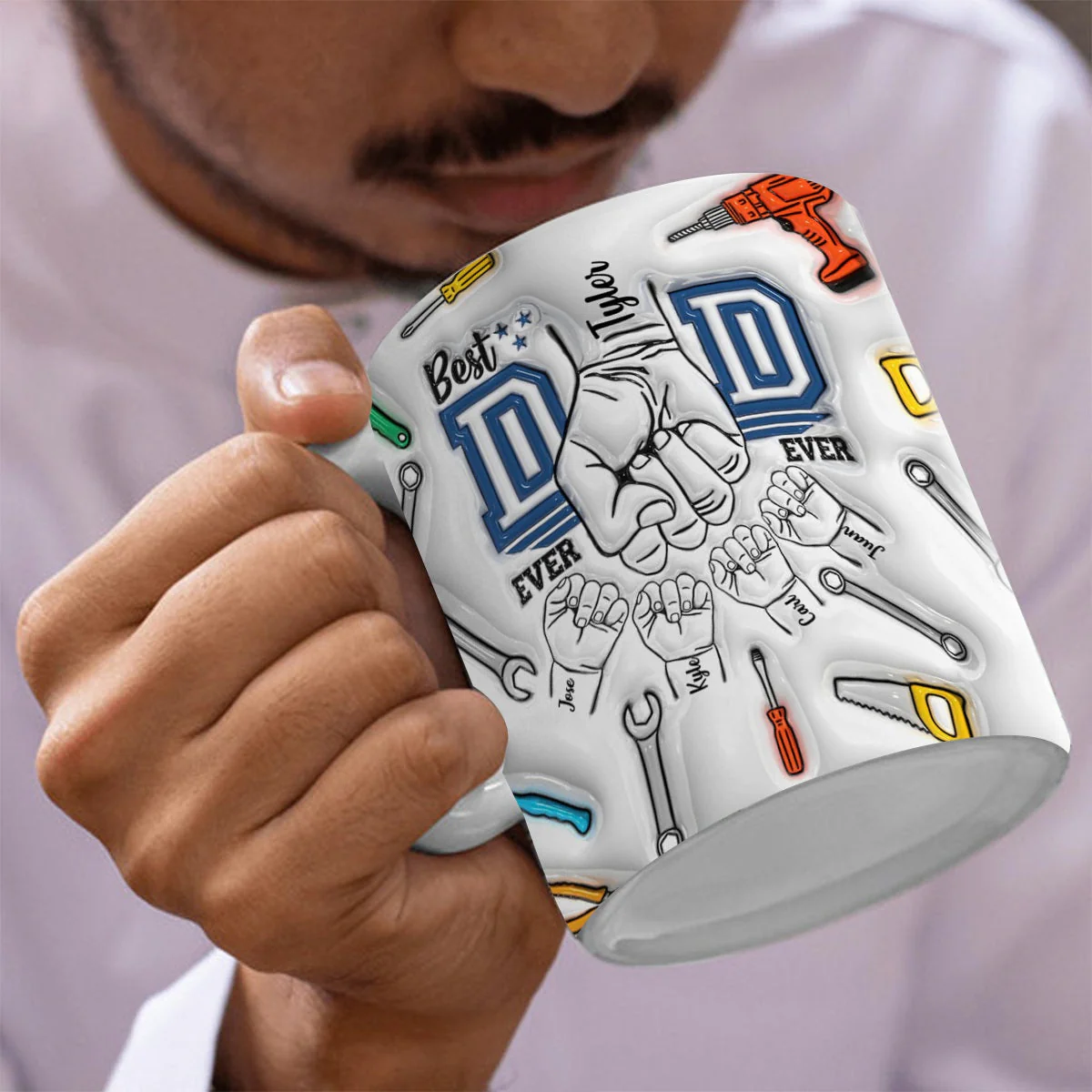 Father's Day Gifts Custom 1-6 Kids Personalized Best Dad Ever Mug - Image 2