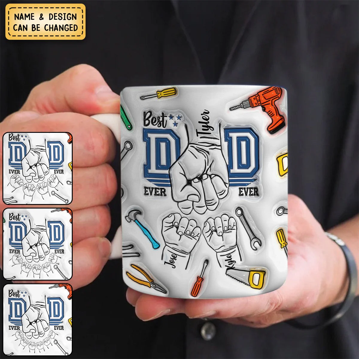 Father's Day Gifts Custom 1-6 Kids Personalized Best Dad Ever Mug - Image 3