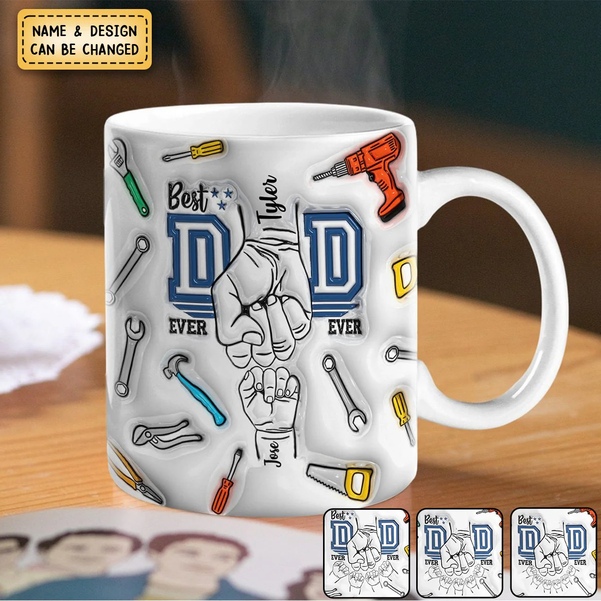 Father's Day Gifts Custom 1-6 Kids Personalized Best Dad Ever Mug - Image 5