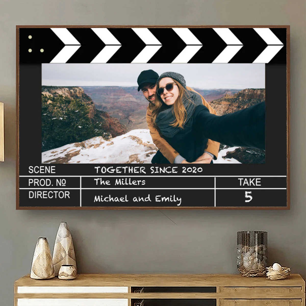 Film Clapper Board Style Couple Personalized Custom Photo Poster - Image 2