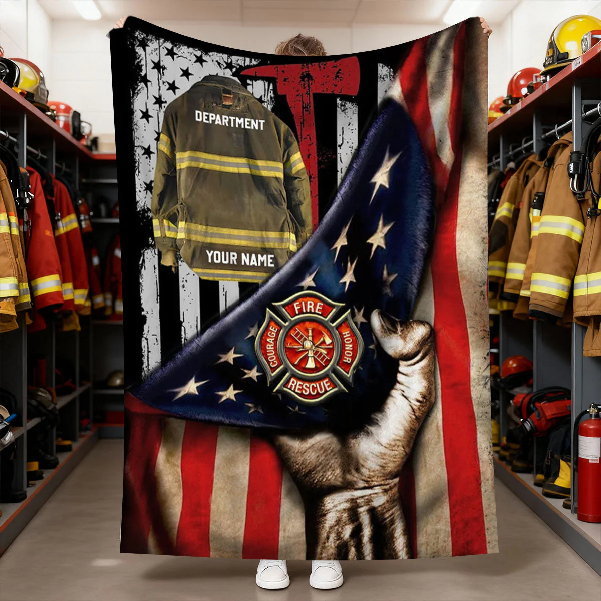 Firefighter Armor Proud Firefighter Personalized Blanket Gifts for Firefighter Fireman - Image 2