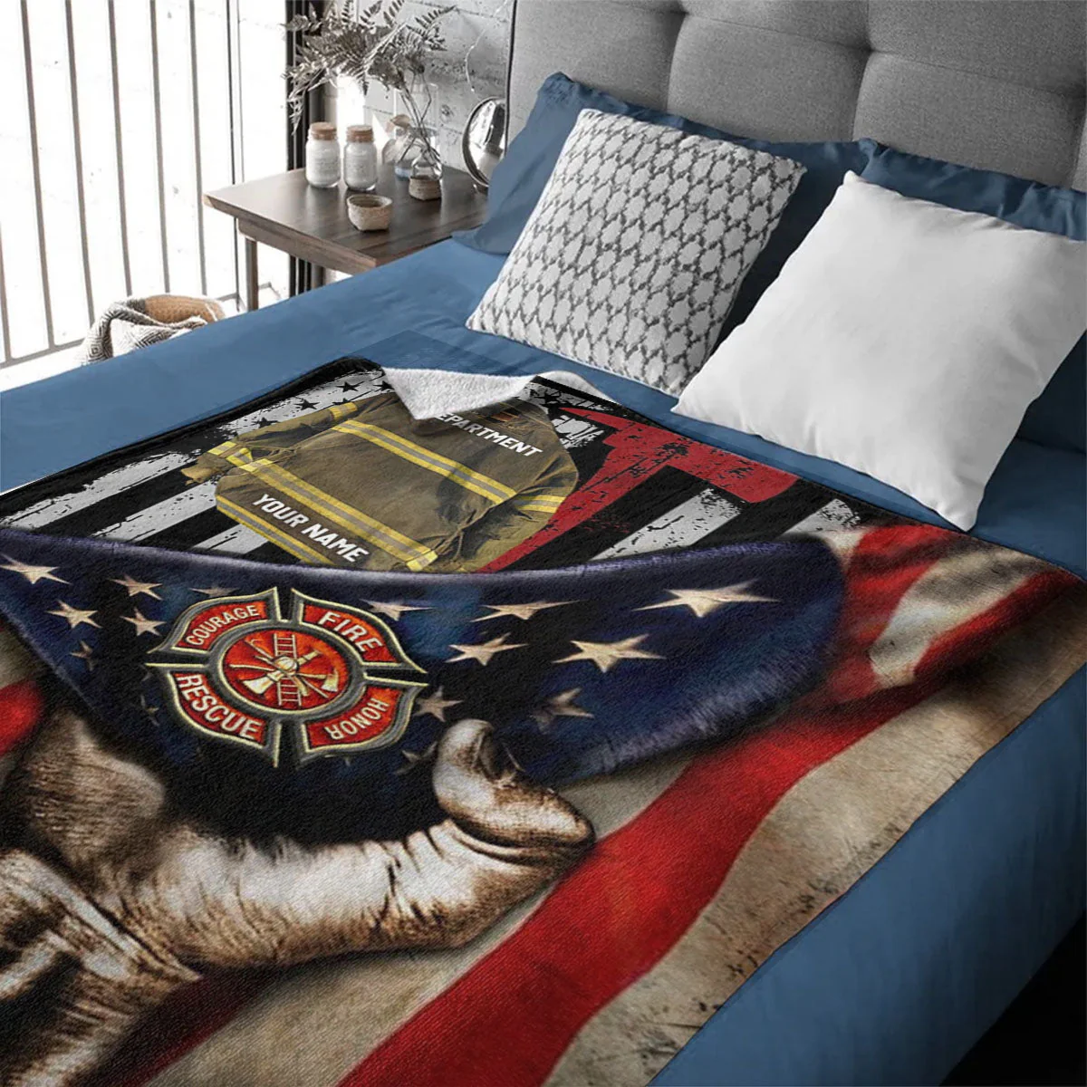 Firefighter Armor Proud Firefighter Personalized Blanket Gifts for Firefighter Fireman - Image 3