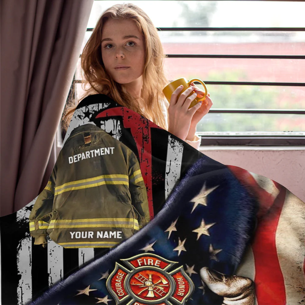 Firefighter Armor Proud Firefighter Personalized Blanket Gifts for Firefighter Fireman - Image 5