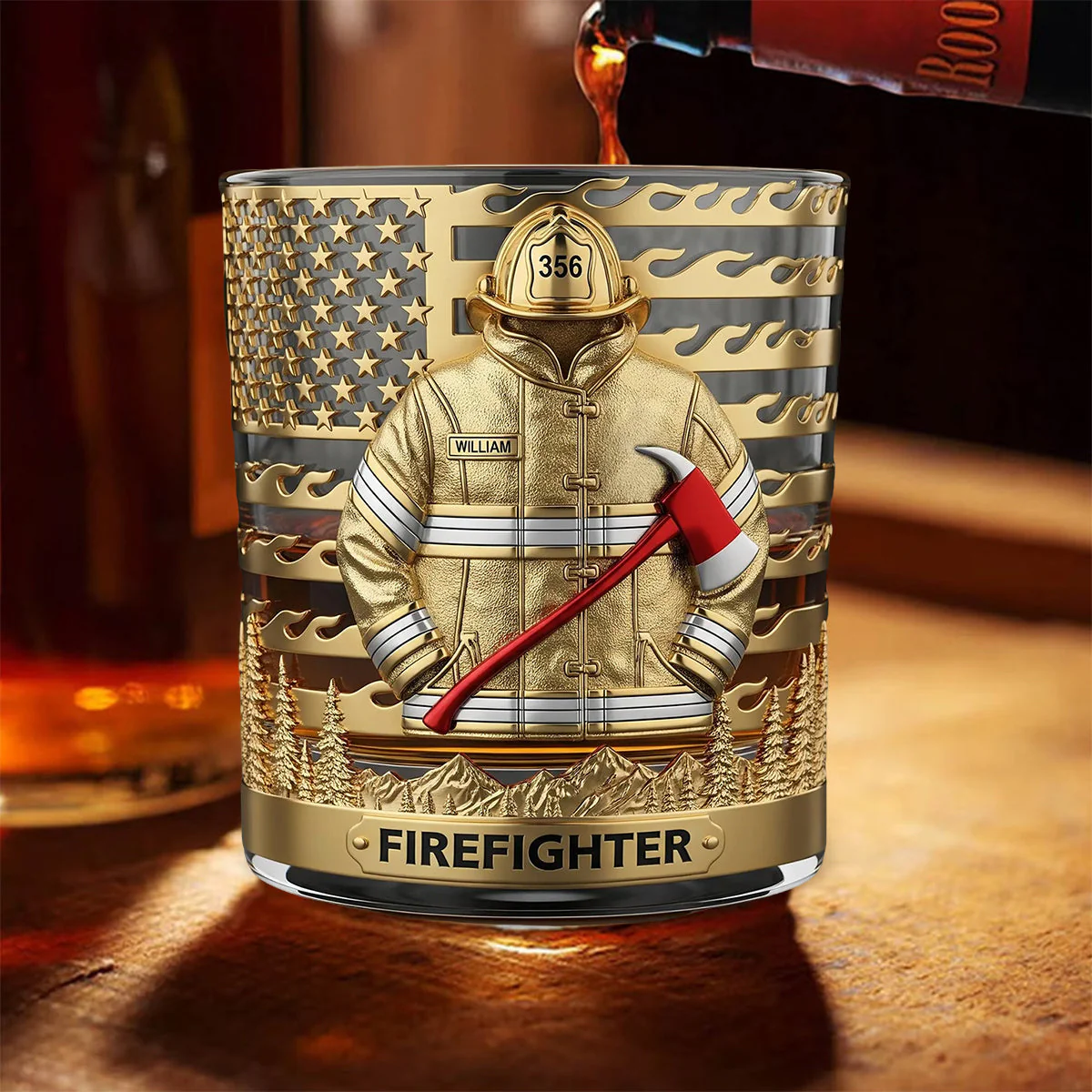 Firefighter Fire Dept, Personalized Whiskey Glass, Gift For Firefighter Retirees and Active Duty - Image 4