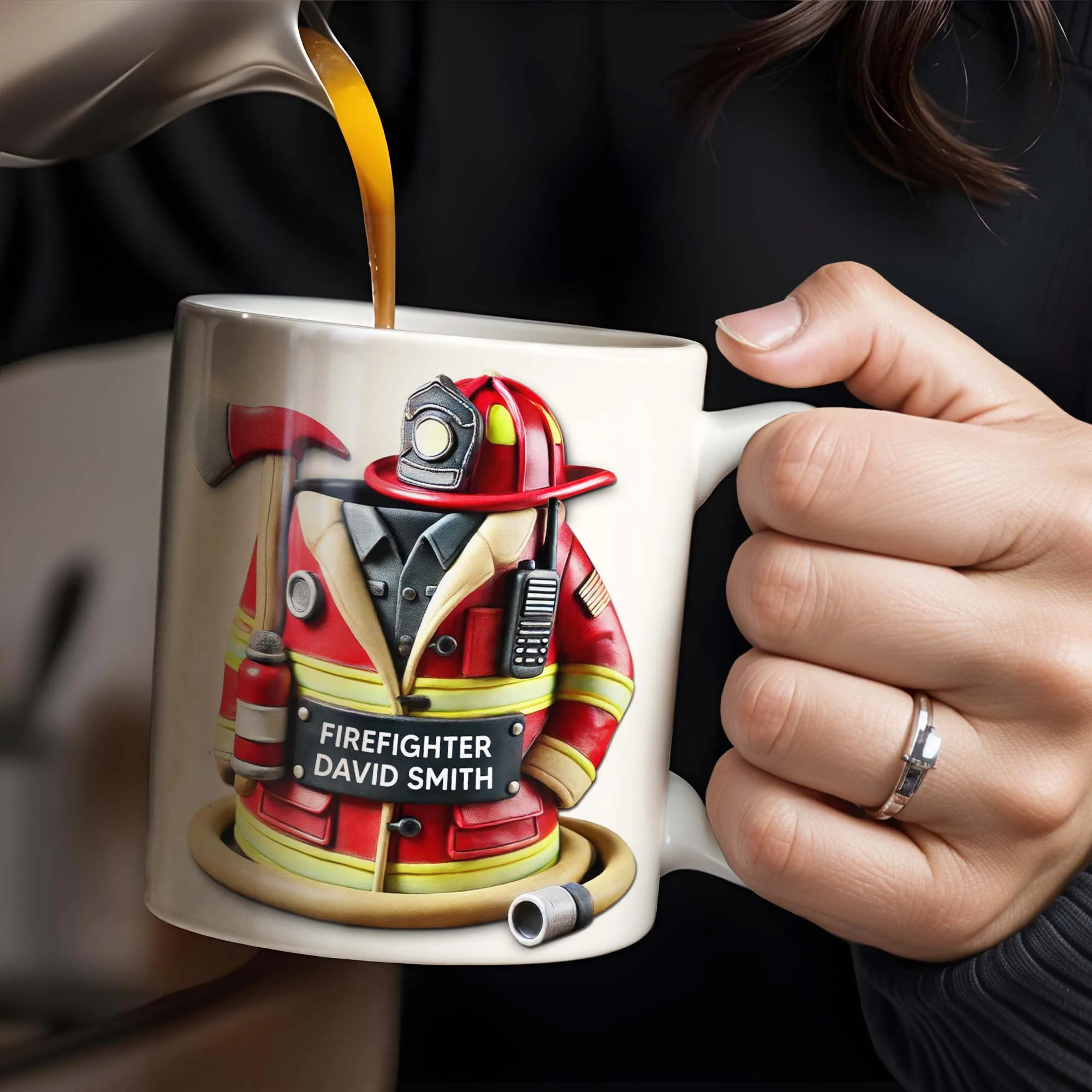 Firefighter,Gear and Helmet, Personalized Coffee Mug, Gift For Firefighters - Image 4