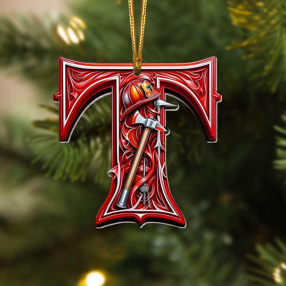 Firefighter Ornament- Personalized Alphabet Letter Gifts With Firefighter Lovers - Image 2