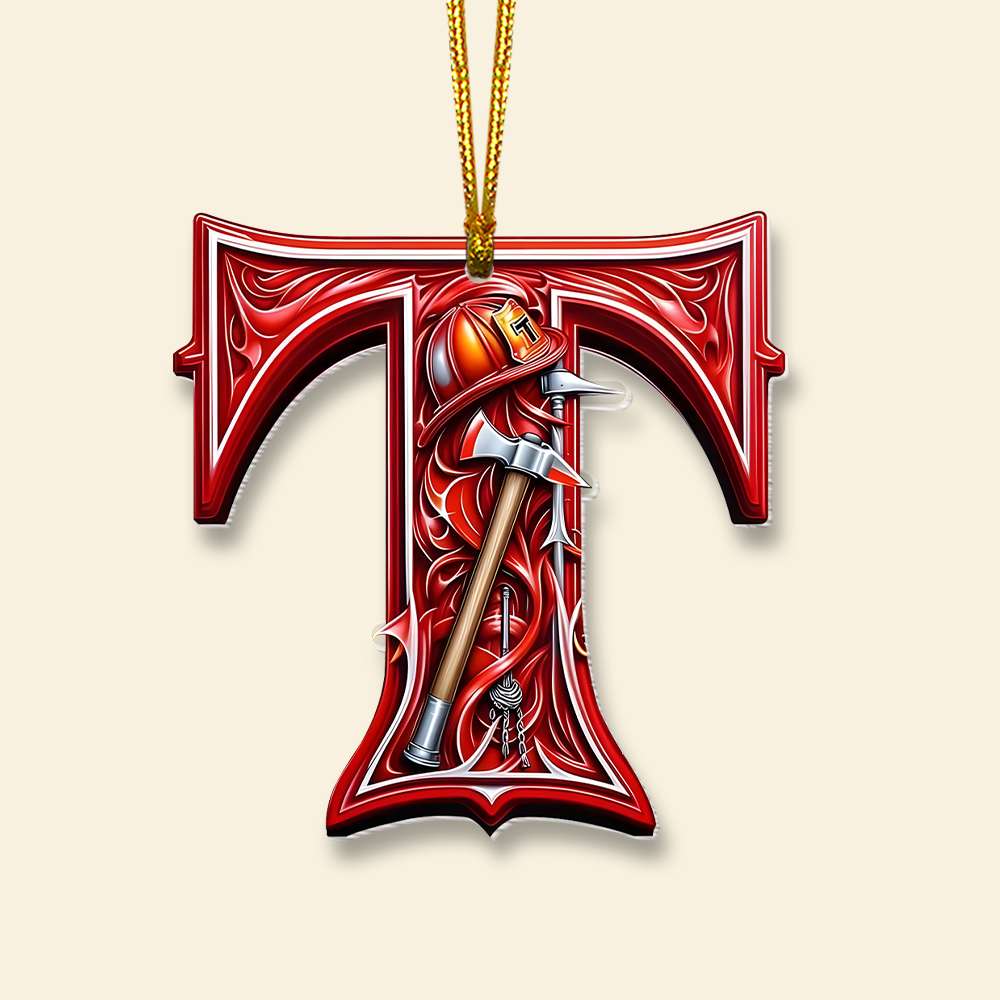 Firefighter Ornament- Personalized Alphabet Letter Gifts With Firefighter Lovers - Image 3