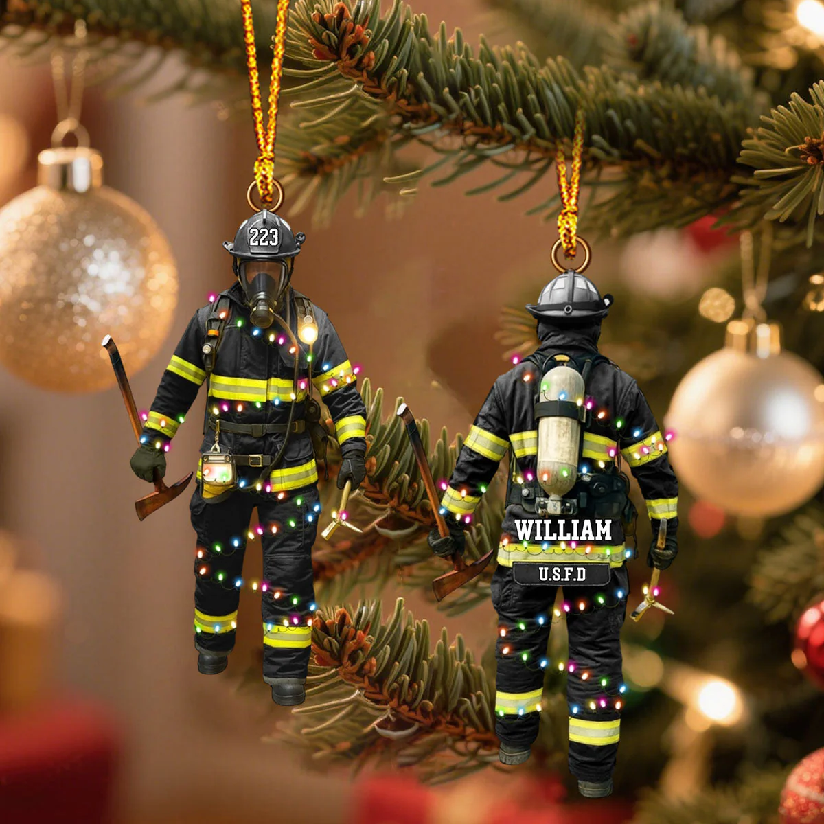 Firefighter Outfits Ornament - Personalized Gifts For Fireman - Image 3