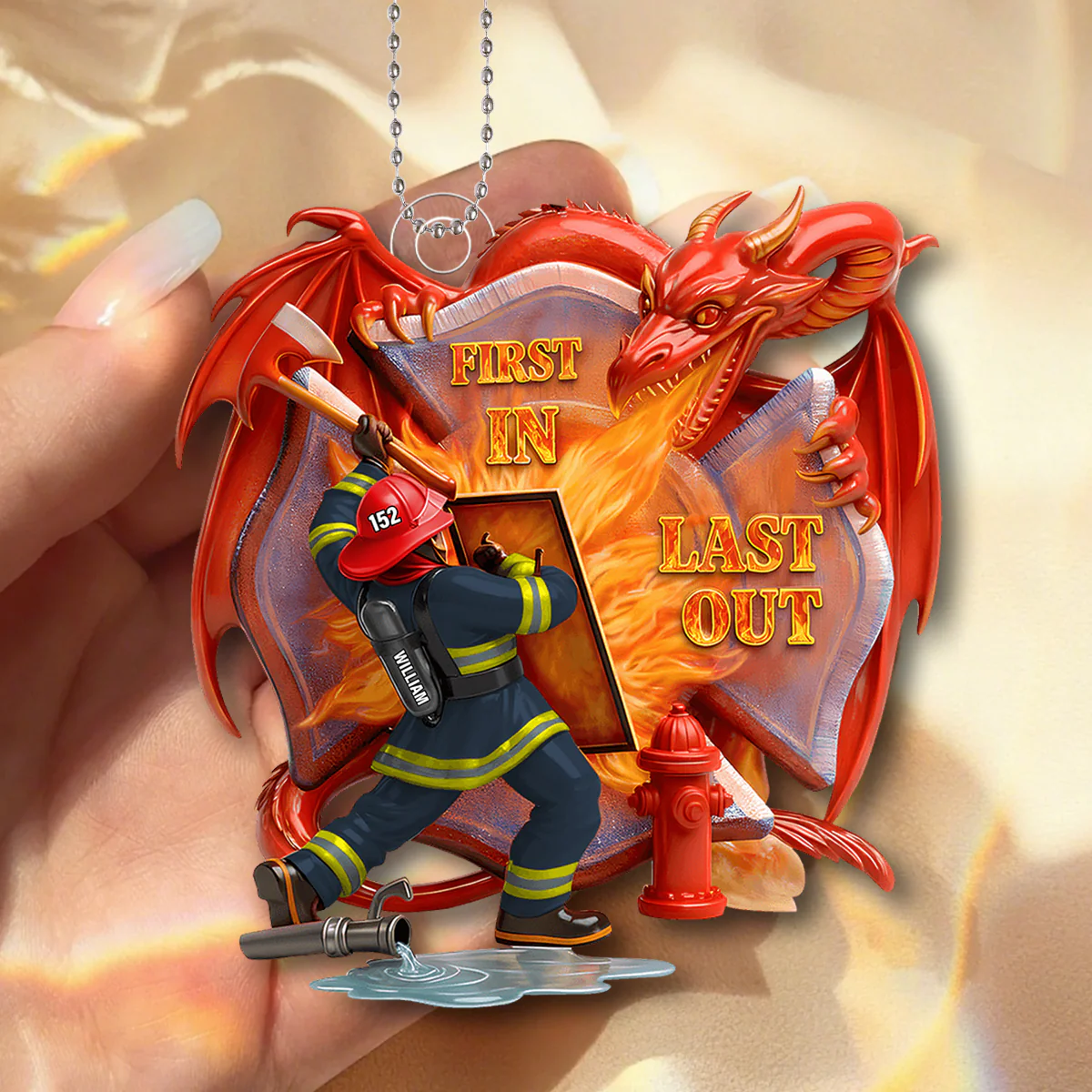 Firefighting With Fire - Personalized Acrylic Ornament Gifts For Firefighter - Image 6