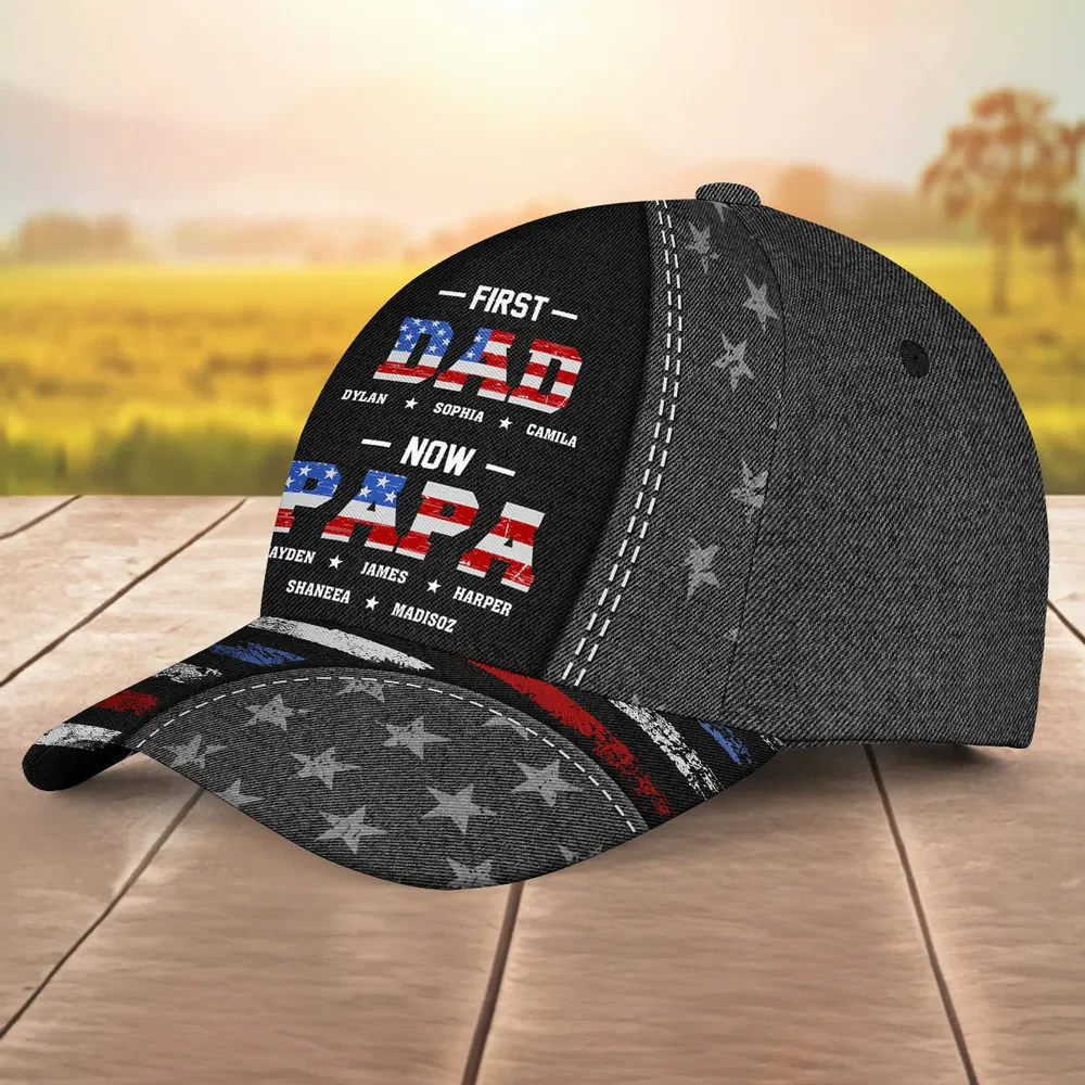 First Dad Now Papa - Personalized Custom Classic Cap - Image 4