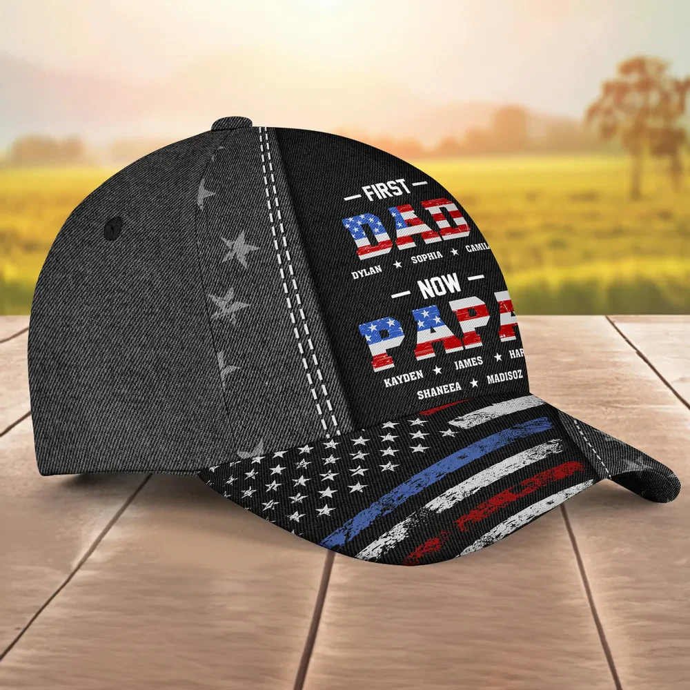 First Dad Now Papa - Personalized Custom Classic Cap - Image 6