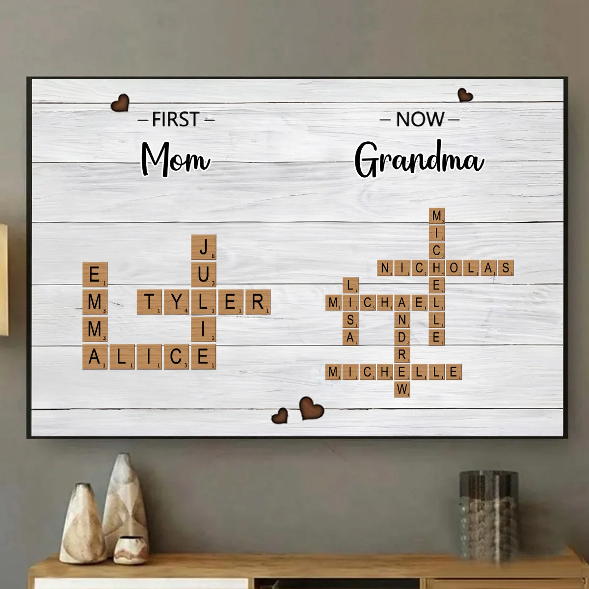 First Mom Now Grandma Crossword Puzzle Art Personalized Canvas Poster - Image 2