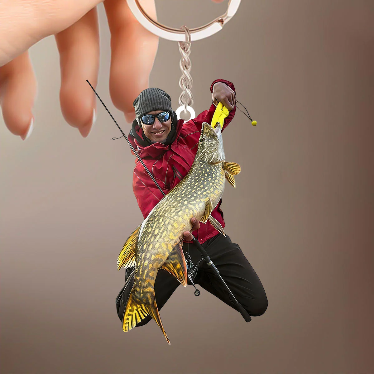Fishing Big Fishes Custom Photo Personalized Acrylic Keychain Gift For Fisherman, Angler - Image 2
