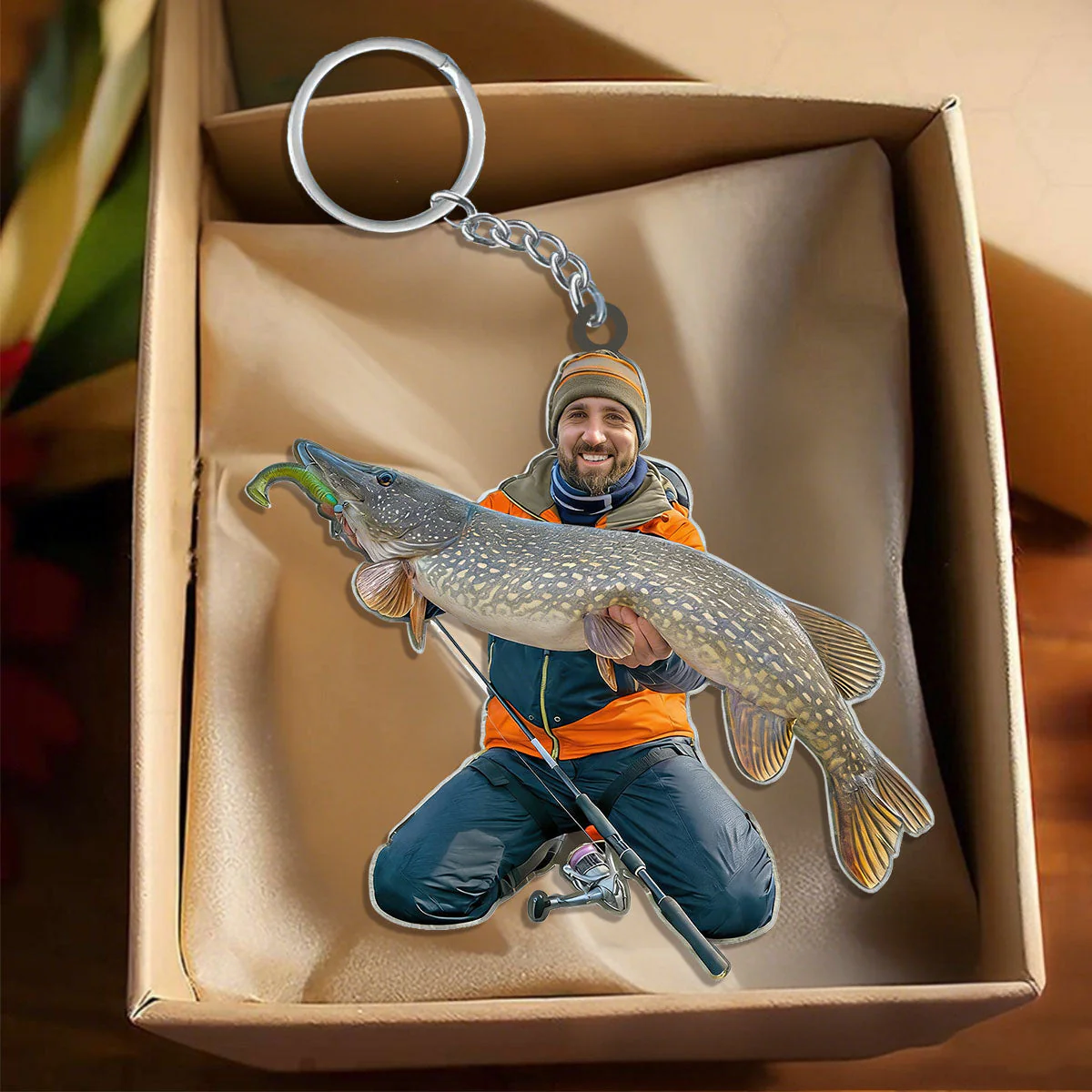 Fishing Big Fishes Custom Photo Personalized Acrylic Keychain Gift For Fisherman, Angler - Image 3