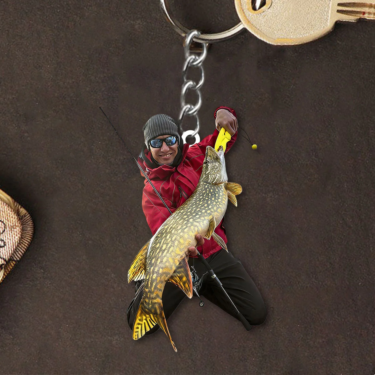 Fishing Big Fishes Custom Photo Personalized Acrylic Keychain Gift For Fisherman, Angler - Image 4