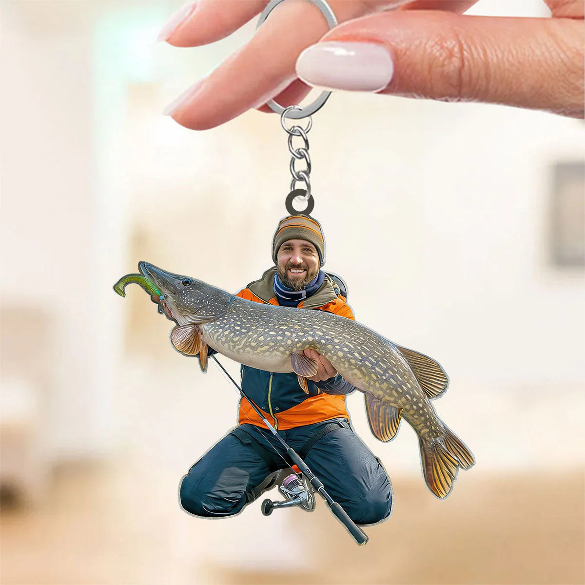 Fishing Big Fishes Custom Photo Personalized Acrylic Keychain Gift For Fisherman, Angler - Image 5