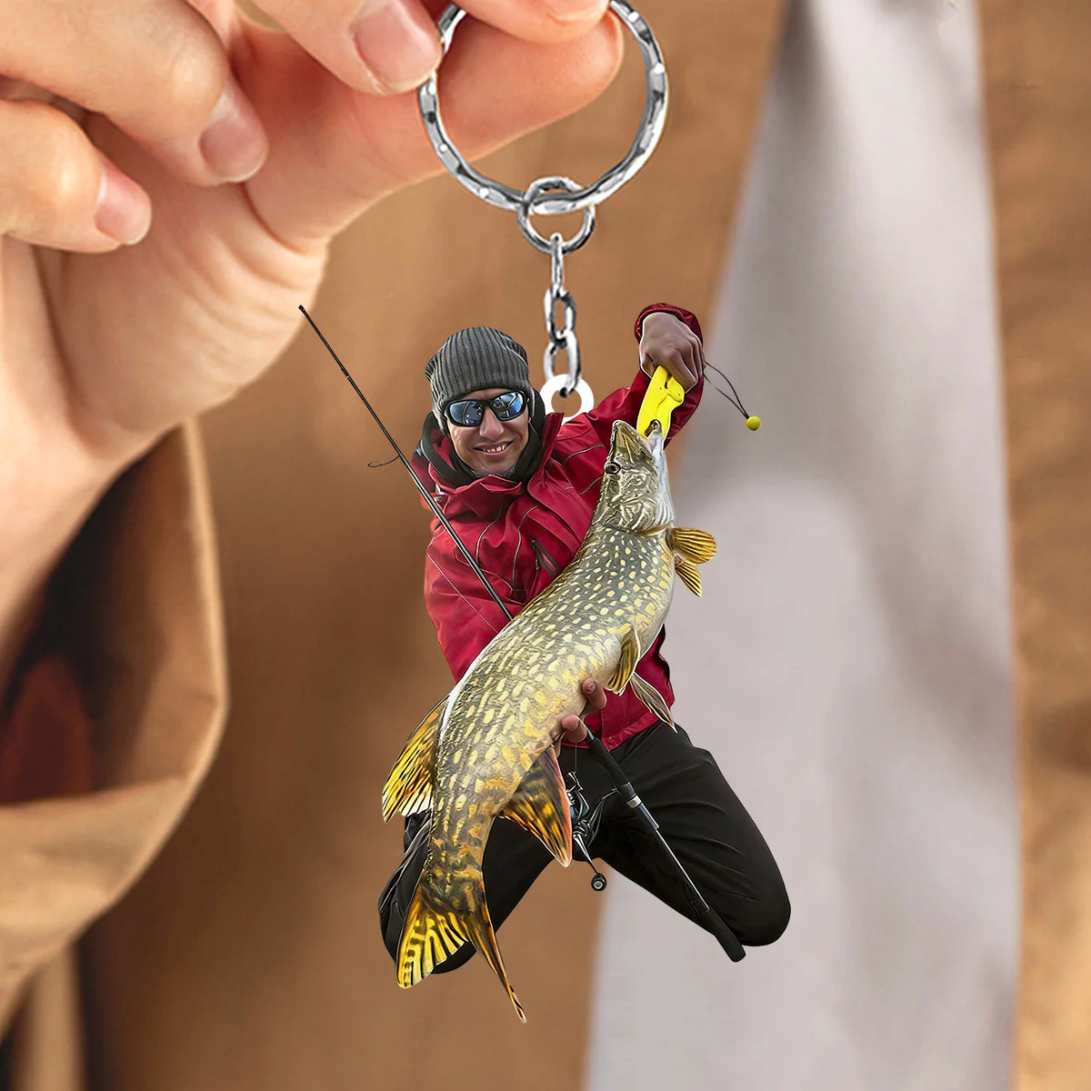 Fishing Big Fishes Custom Photo Personalized Acrylic Keychain Gift For Fisherman, Angler - Image 7