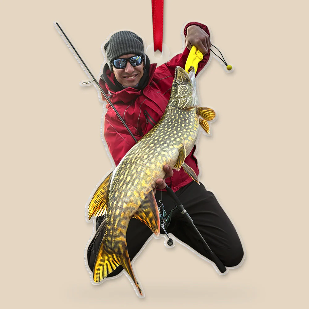 Fishing Big Fishes Custom Photo Personalized Christmas Acrylic Ornament - Image 6