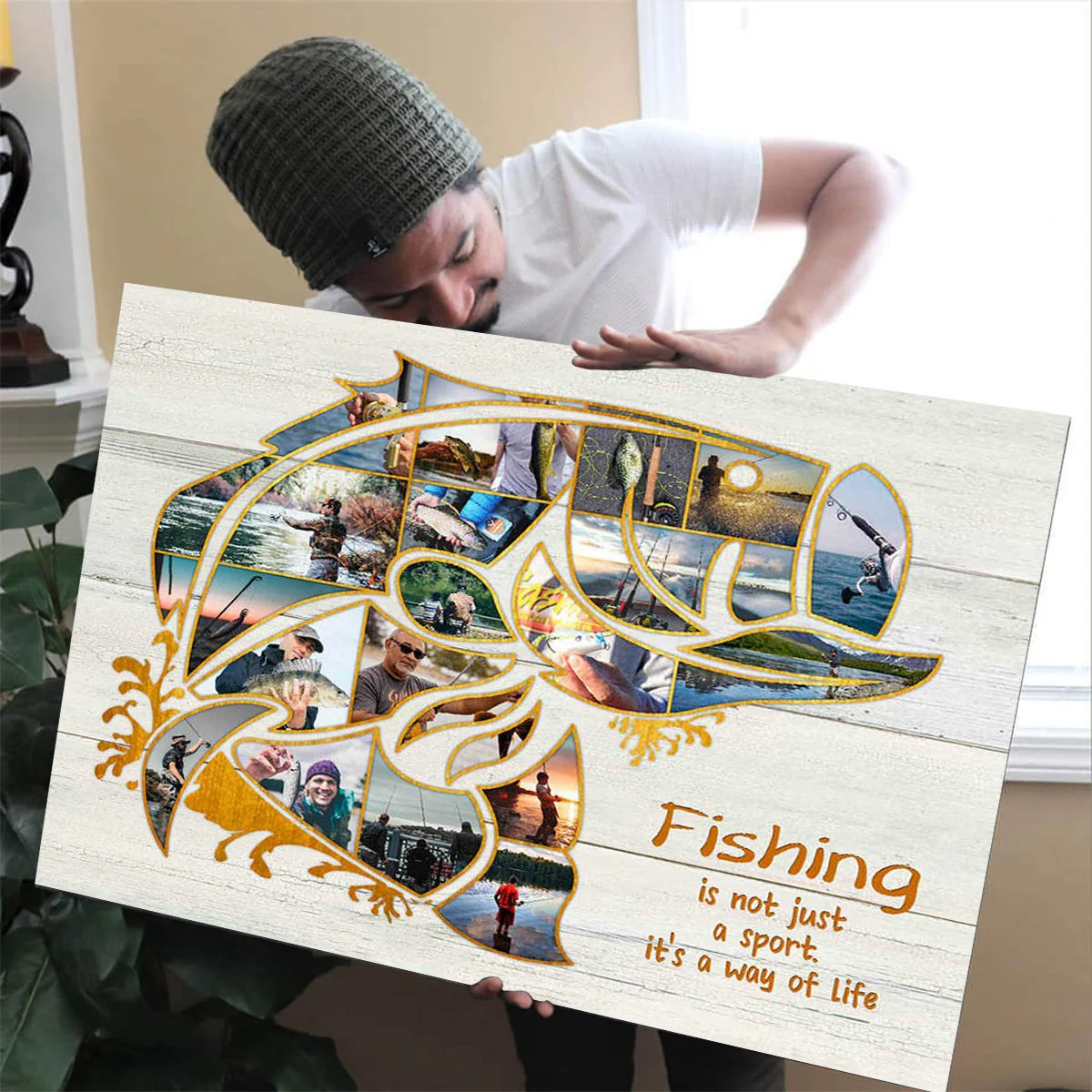 Personalized Fishing Collage Poster Canvas, Bass Fishing Wall Art, Unique Gifts For Fishermen - Image 3