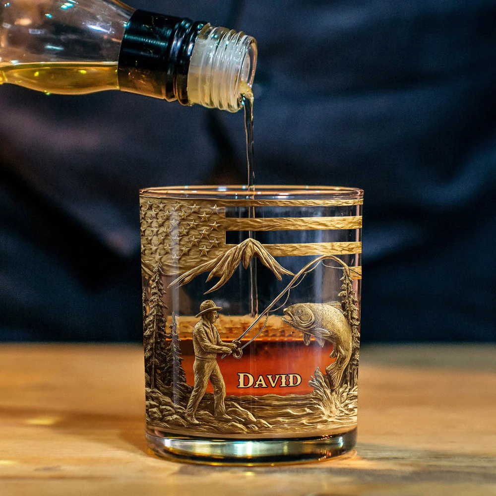 Fishing For Life - Personalized Fishing Whiskey Glass - Image 2