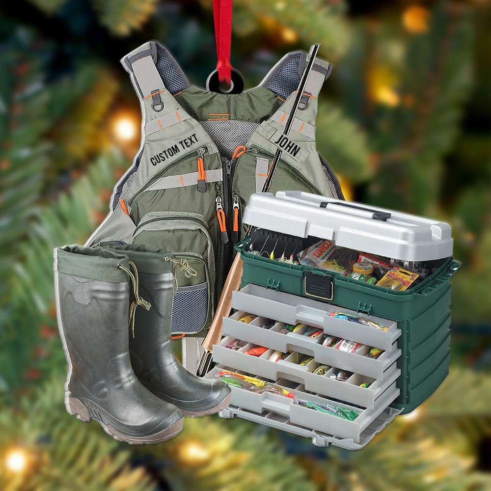 Fishing Gear Personalized Acrylic Ornament, Christmas Decor For Fishing Lovers - Image 2