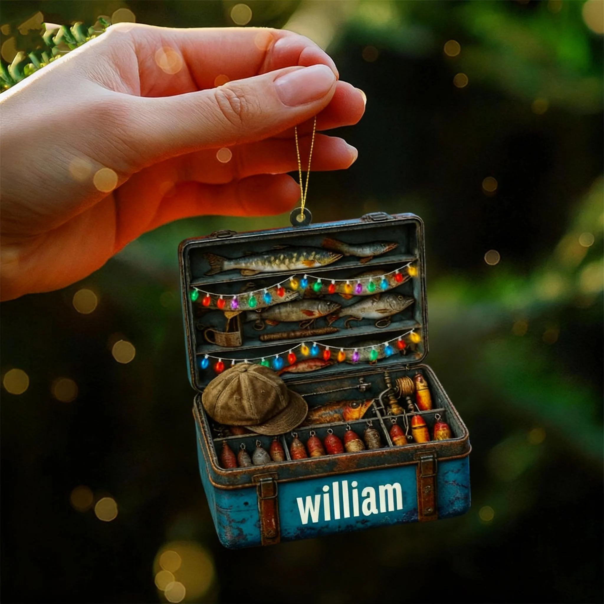 Fishing Lover Christmas Personalized Toolbox Ornament - Image 4