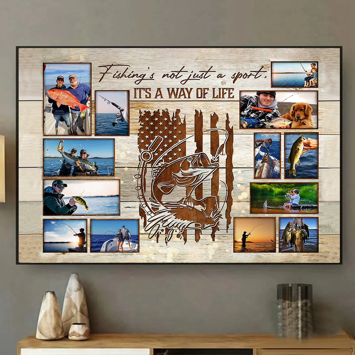 Fishing Photo Collage Canvas, Personalized Gift For Fisherman - Image 2