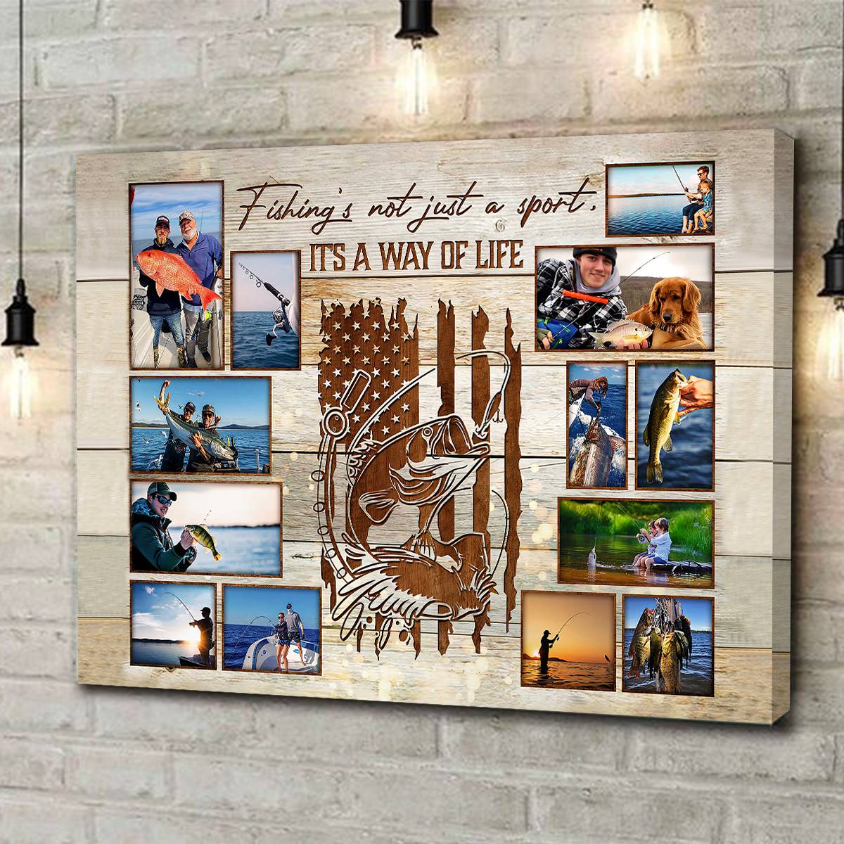 Fishing Photo Collage Canvas, Personalized Gift For Fisherman - Image 3