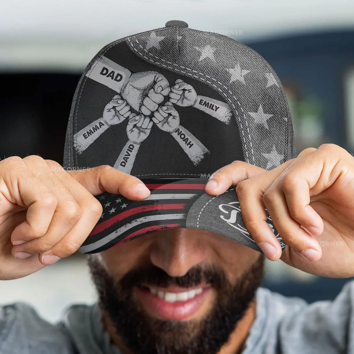 Fist Bump Daddy Grandpa - Personalized Classic Cap - Image 2