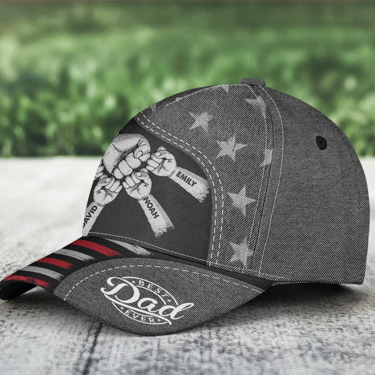 Fist Bump Daddy Grandpa - Personalized Classic Cap - Image 3