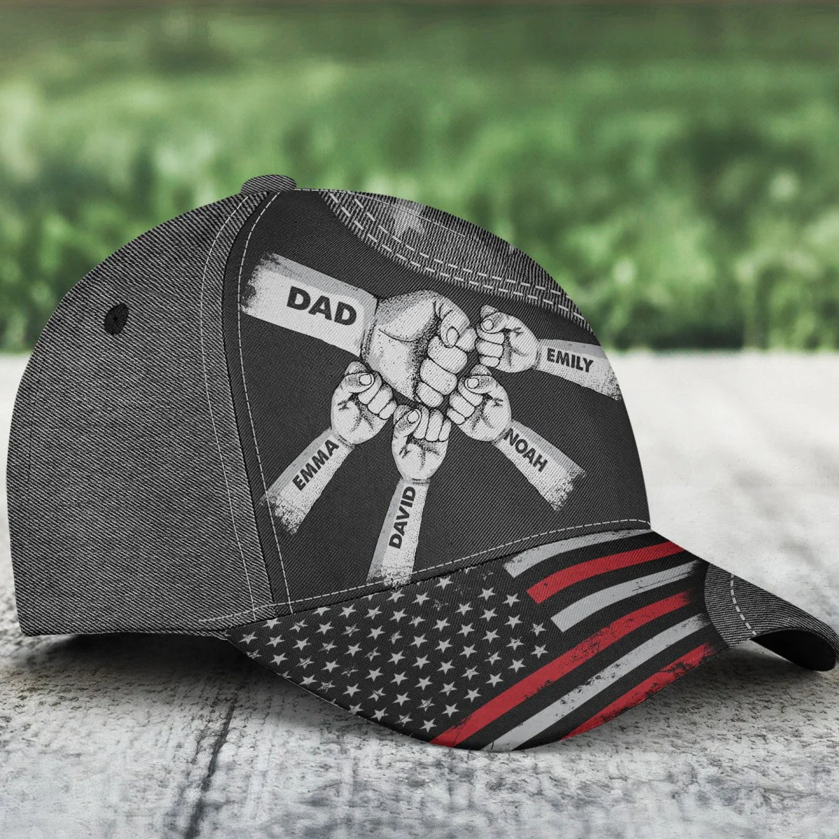 Fist Bump Daddy Grandpa - Personalized Classic Cap - Image 4