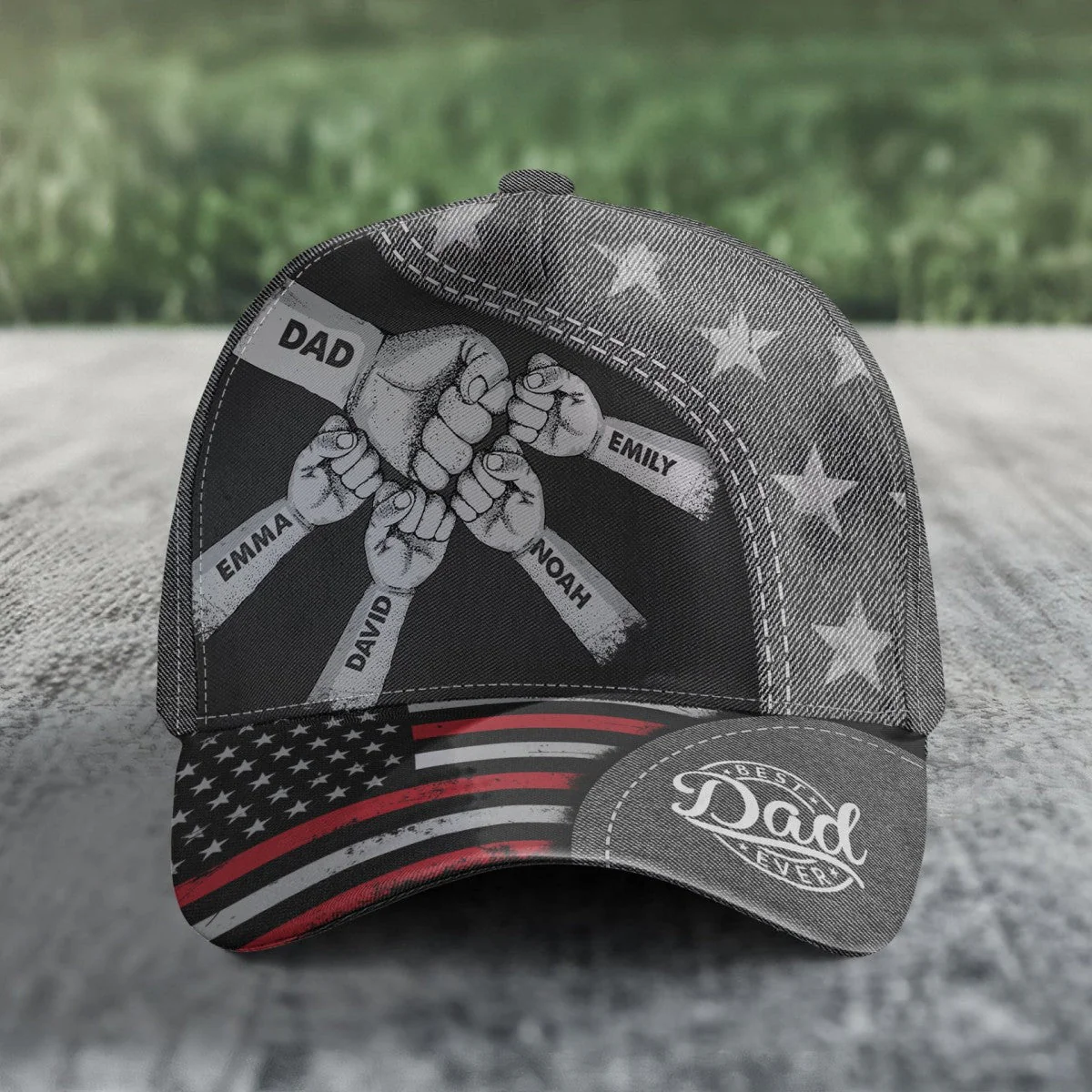 Fist Bump Daddy Grandpa - Personalized Classic Cap - Image 5