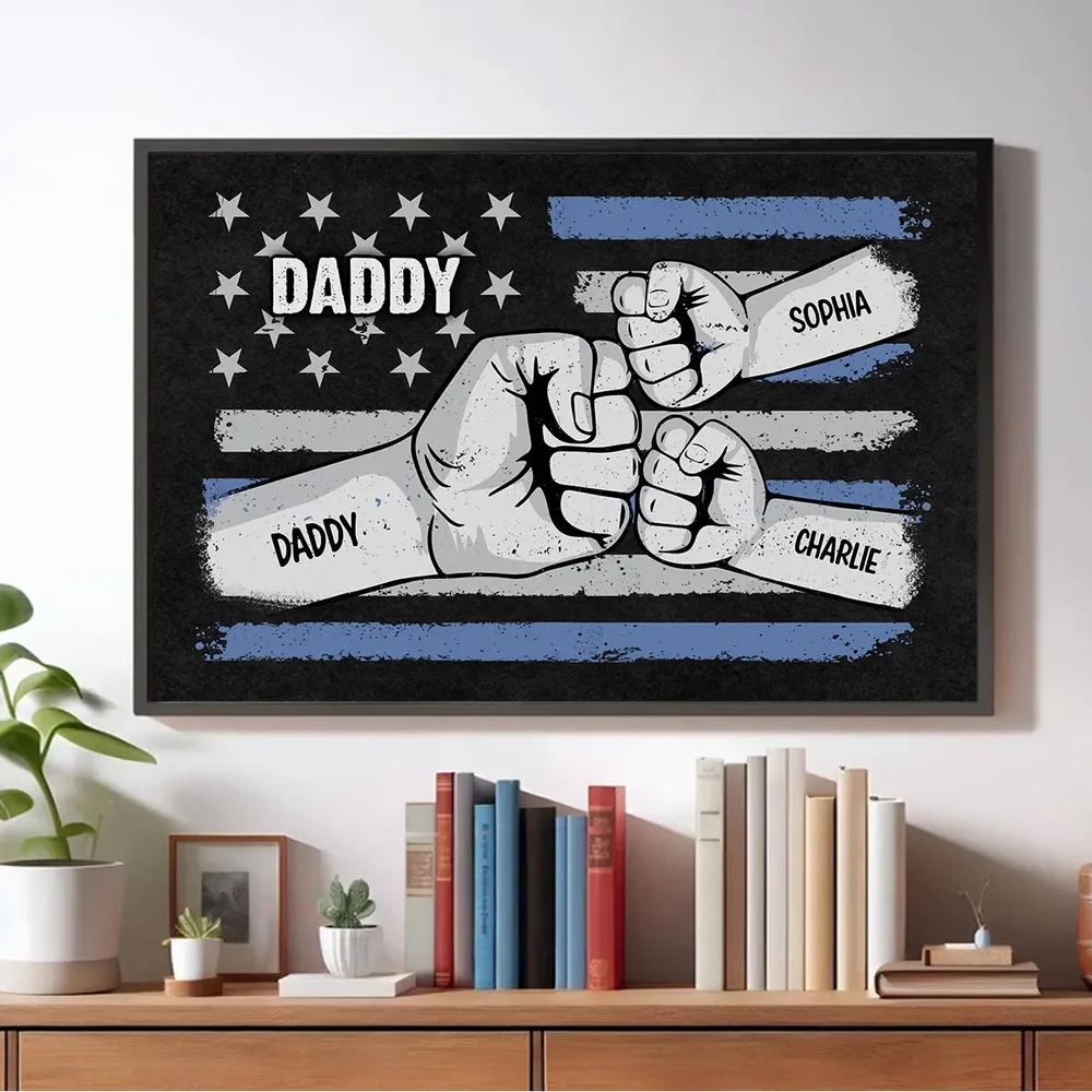 Fist Bump Nation Flag Personalized Poster, Father's Day Gift For Dad Grandpa Husband - Image 2