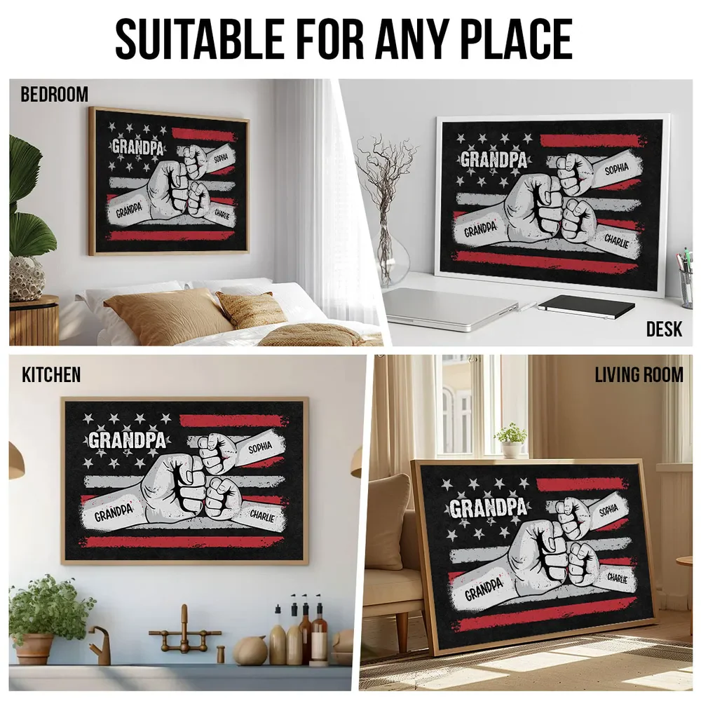 Fist Bump Nation Flag Personalized Poster, Father's Day Gift For Dad Grandpa Husband - Image 3
