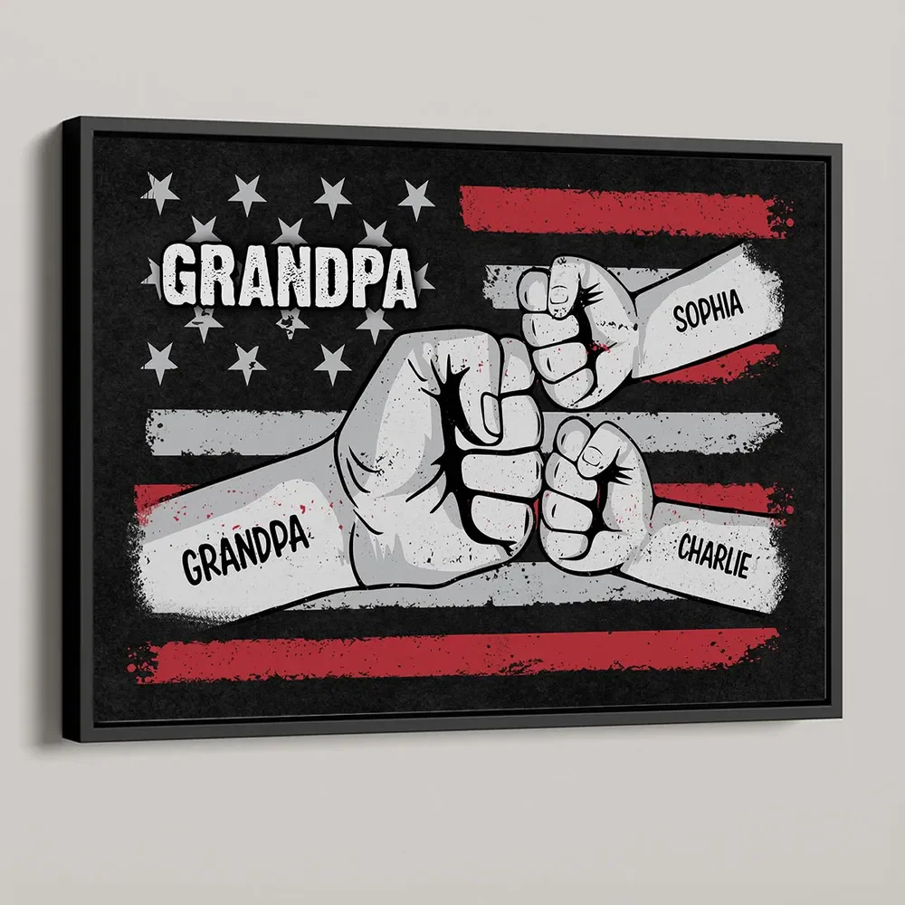 Fist Bump Nation Flag Personalized Poster, Father's Day Gift For Dad Grandpa Husband - Image 4