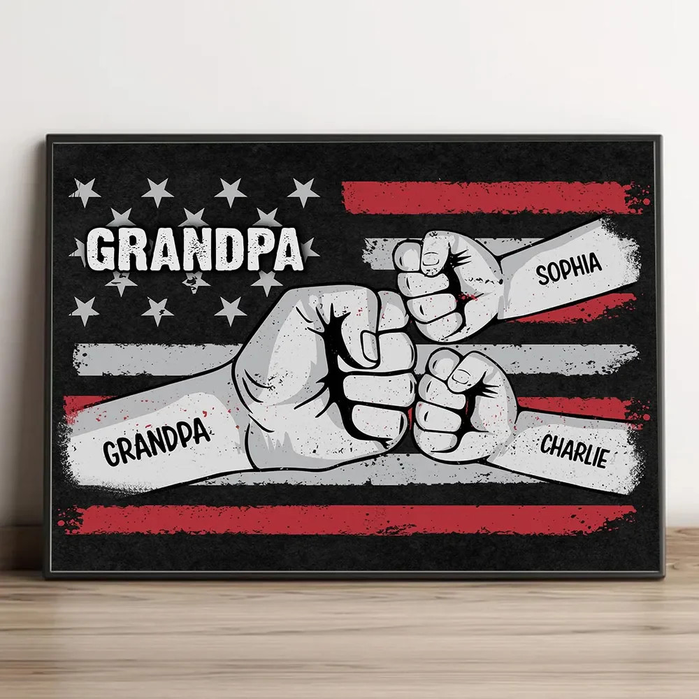 Fist Bump Nation Flag Personalized Poster, Father's Day Gift For Dad Grandpa Husband - Image 6