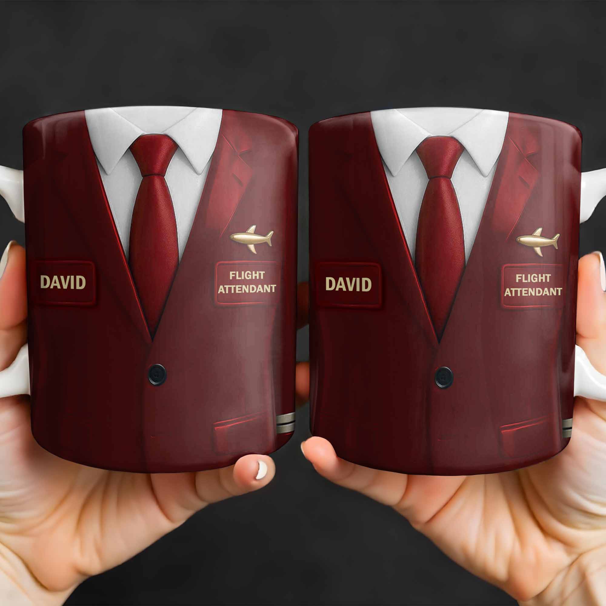 Flight Attendant Style Professional Suit Mug, Personalized Custom Coffee Mug, Gift for Aviation Enthusiasts - Image 2