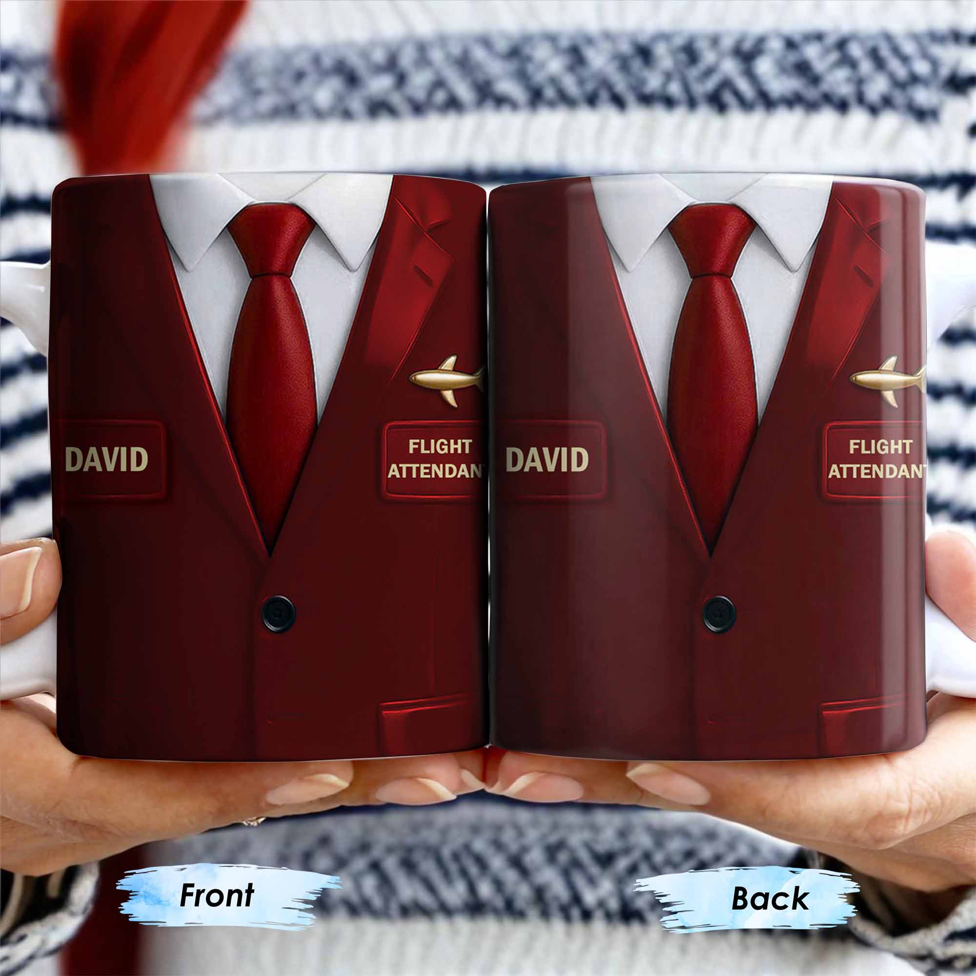 Flight Attendant Style Professional Suit Mug, Personalized Custom Coffee Mug, Gift for Aviation Enthusiasts - Image 3