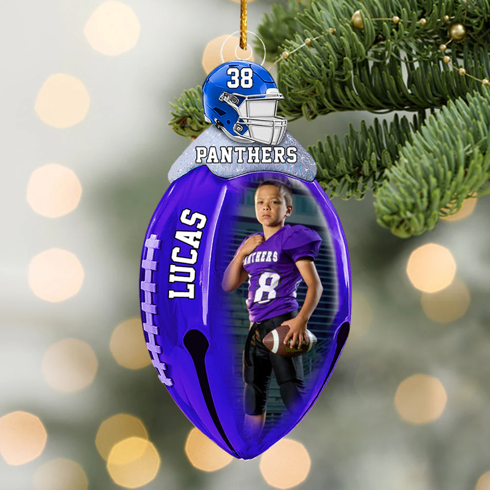 Football Bell Christmas Ornaments - Personalized Custom Photo Football Acrylic Ornaments - Image 6