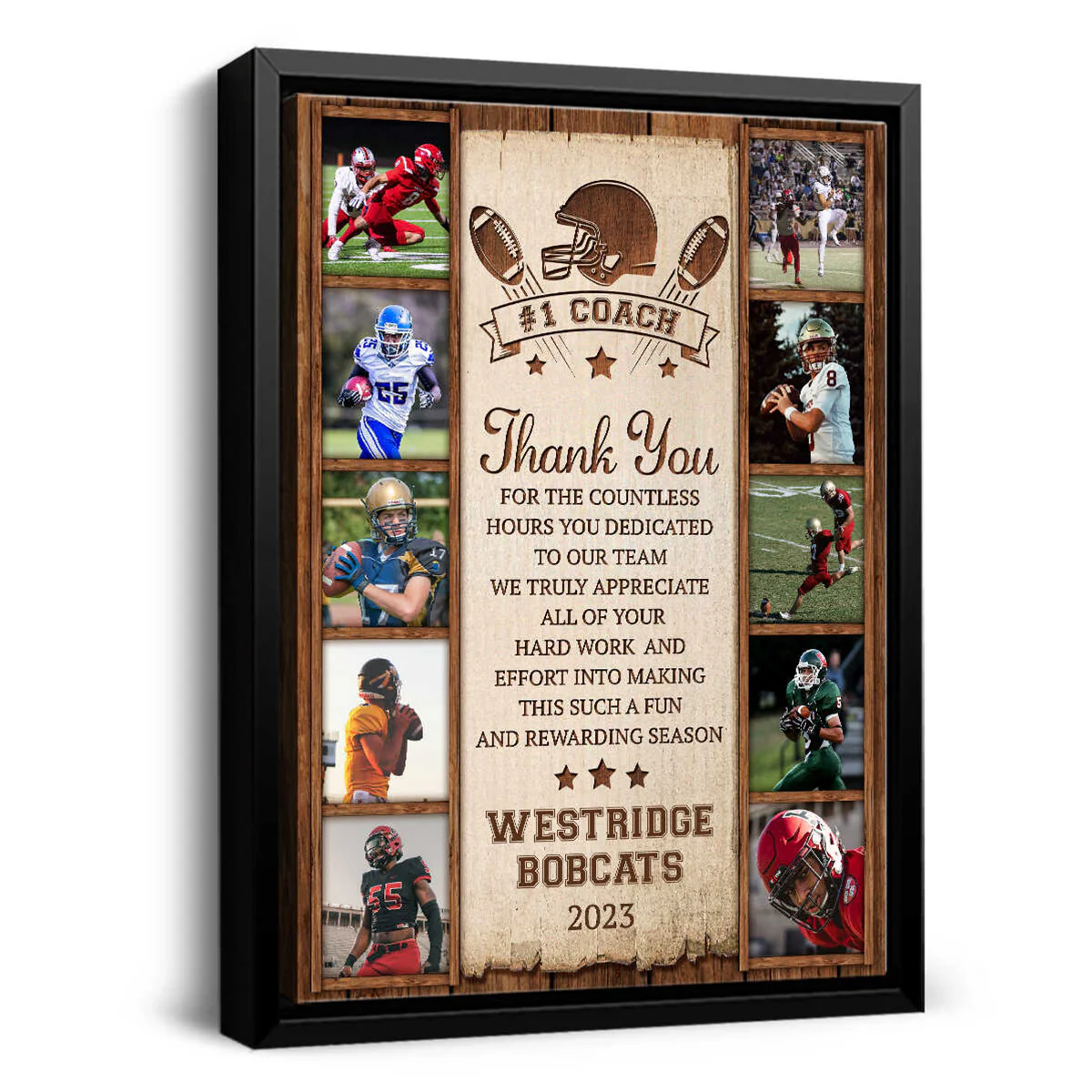 Football Coach Thank You Gift, Photo Collage From Team, Personalized Canvas/Poster - Image 2