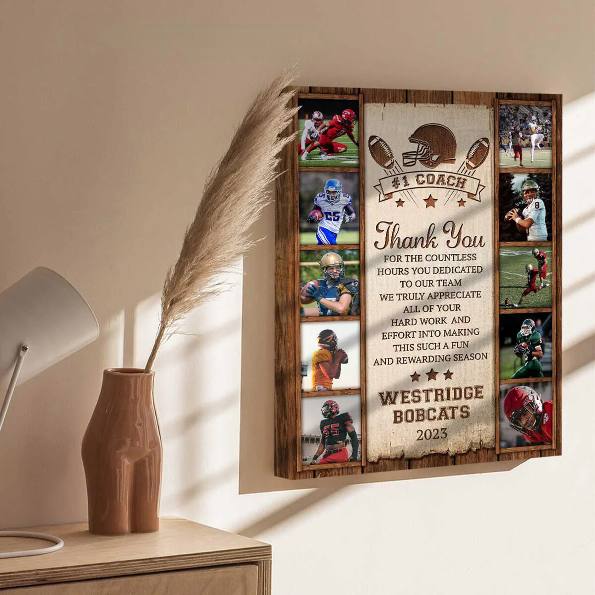 Football Coach Thank You Gift, Photo Collage From Team, Personalized Canvas/Poster - Image 5