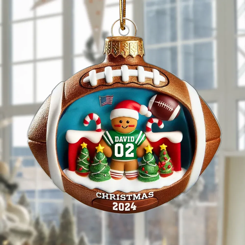Football Cookie Figure Christmas Gift For Football Player Personalized Acrylic Ornament - Image 2
