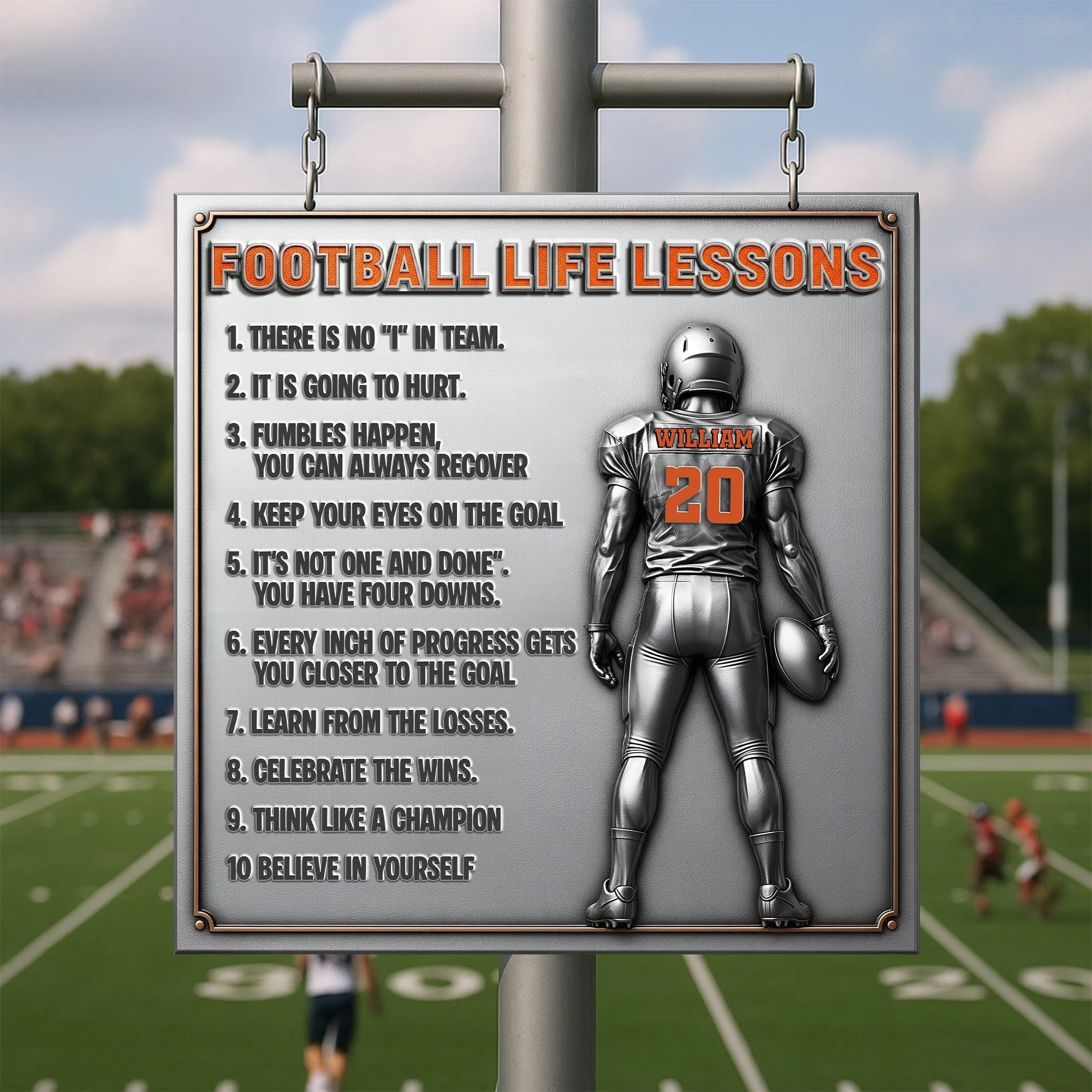 Football Life Lessons - Personalized Metal Sign Gifts For Football Player - Image 3