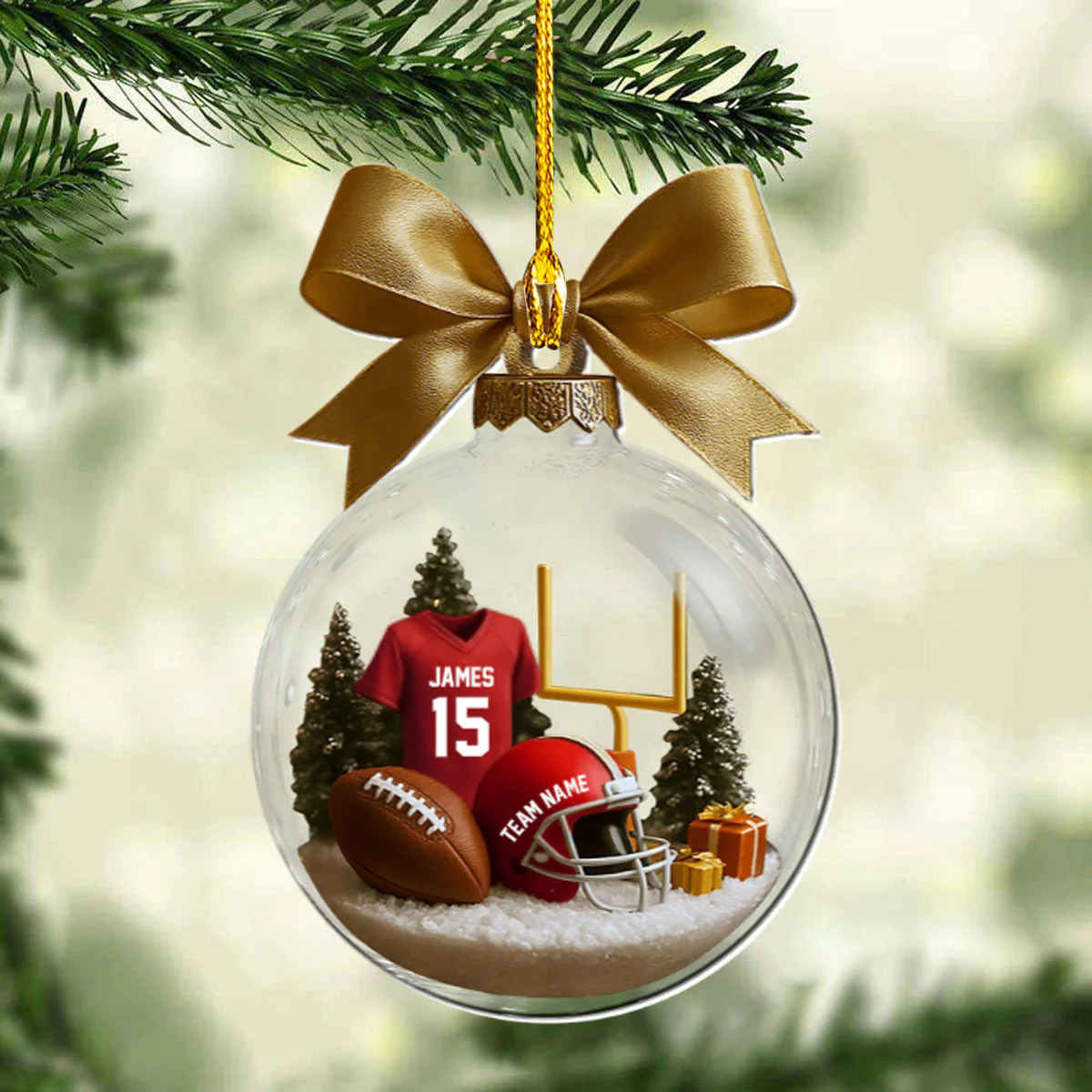 Football Season Is Coming - Personalized Football Transparent Ornament - Image 2