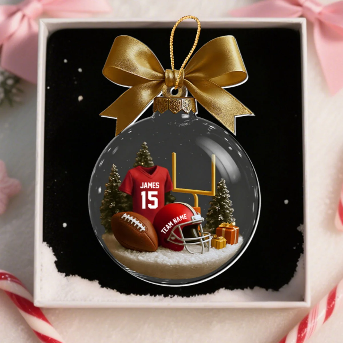 Football Season Is Coming - Personalized Football Transparent Ornament - Image 3